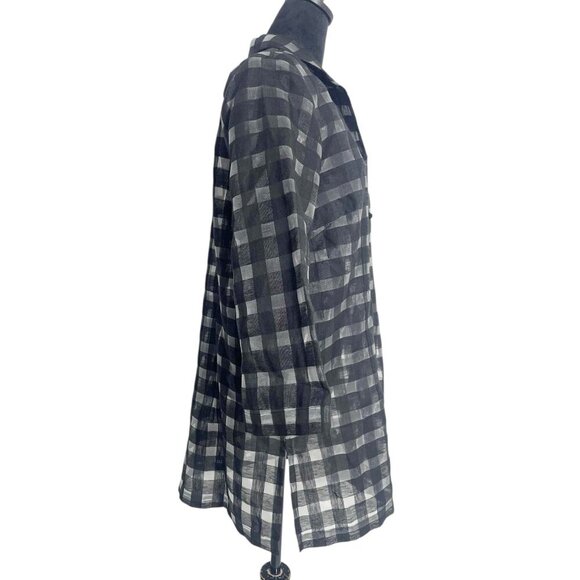 Connie Roberson Size XL Top Blouse Button Down Shirt Jacket Plaid Collared - Picture 3 of 7